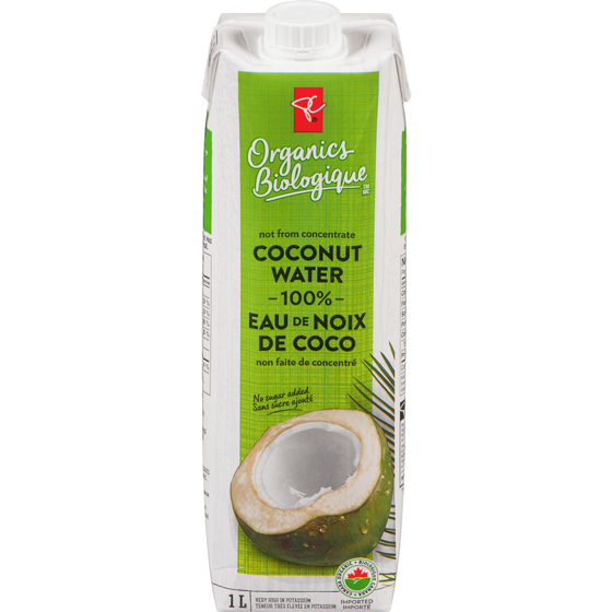 PC Organics Organic 100% Coconut Water 1 l, $0.45/100ml
