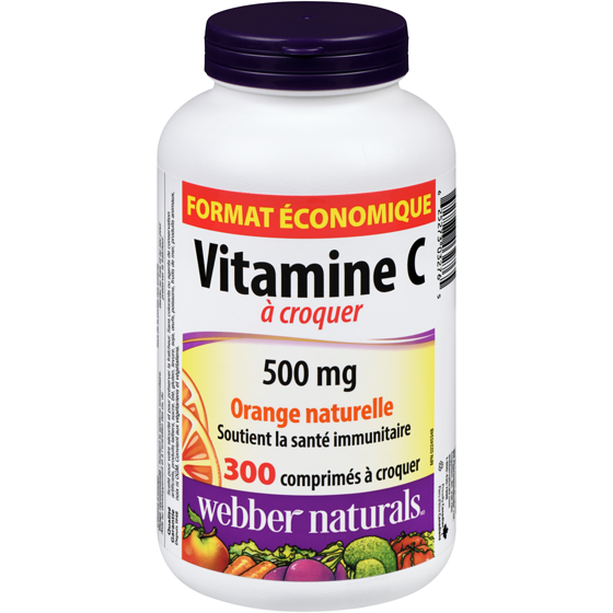 Webber Naturals WebberNaturals Vitamine C à Croquer Orange Naturelle 500 mg 300 Comprimés à Croquer 300 ea, 0,05 $/1ch