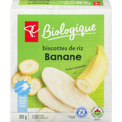 PC Biologique Biscottes de riz banane 50 g, 5,38 $/100g
