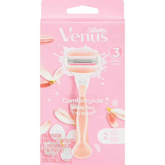 Gillette Comfortglide White Tea Women's Razor, 2 Blade Refills + Shower Holder 1 ea, $18.99/1ea