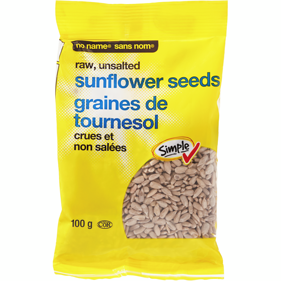 Sans Nom Graines de tournesol crues non salées 100 g, 2,29 $/100g