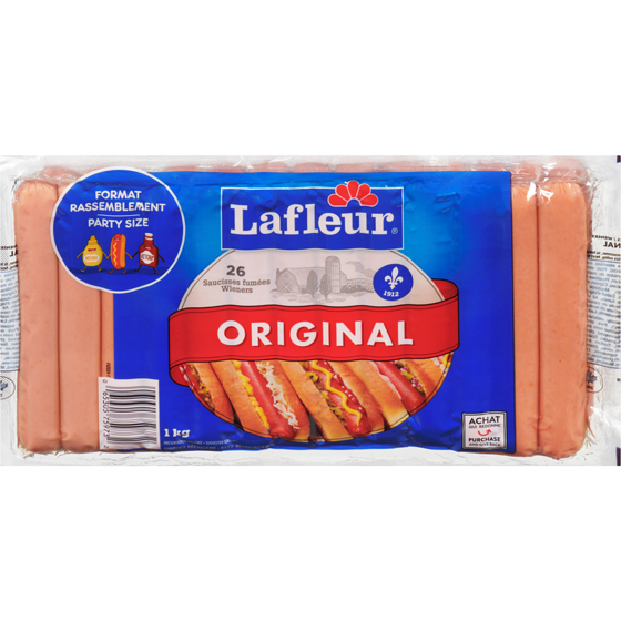 Lafleur Original Party Size 26 Wieners 1 kg, $1.00/100g