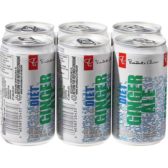 le Choix du Président Mini soda au gingembre diète, 6 canettes 6x222.0 ml, 0,34 $/100ml