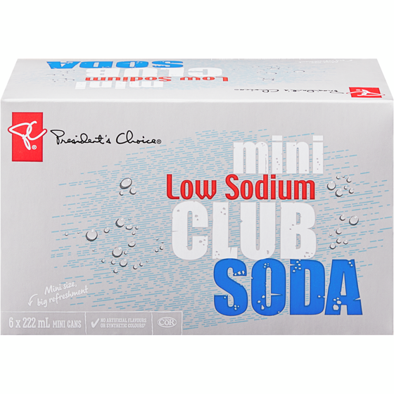 President's Choice Mini Club Soda 6 Pack 6x222.0 ml, $0.30/100ml