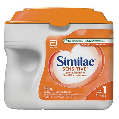 Similac S1 Prép. Sensitive sans lactose PDR E1 638 g, 7,21 $/100g 3,27 $/1lb