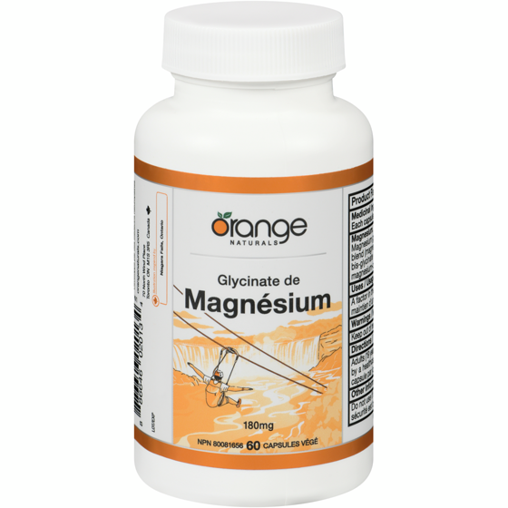 Orange Naturals Glycinate de magnésium, capsules de 180 mg 60 ea, 0,23 $/1ch