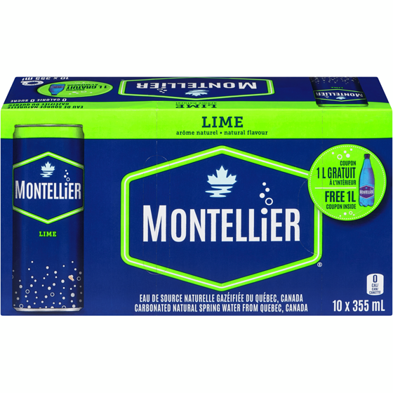 Montellier Eau gazéifiée lime 10x355.0 ml, 0,25 $/100ml
