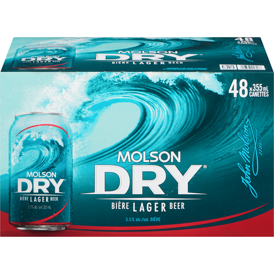 Molson Dry Bière Lager 48 canettes (Pièce d’identité requise au moment du ramassage) 48x355.0 ml, 0,43 $/100ml