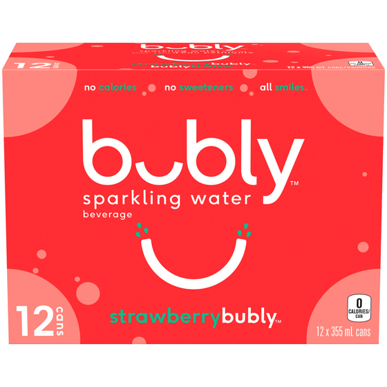 Bubly Sparkling Water Strawberry Bubly  12x355.0 ml, $0.19/100ml