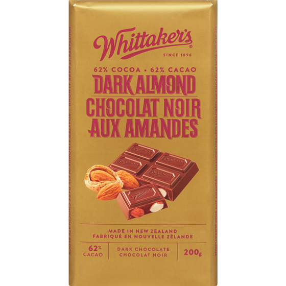 Whittaker’s Chocolat noir et amandes Whittaker’s 200 g 200 g, 4,00 $/100g