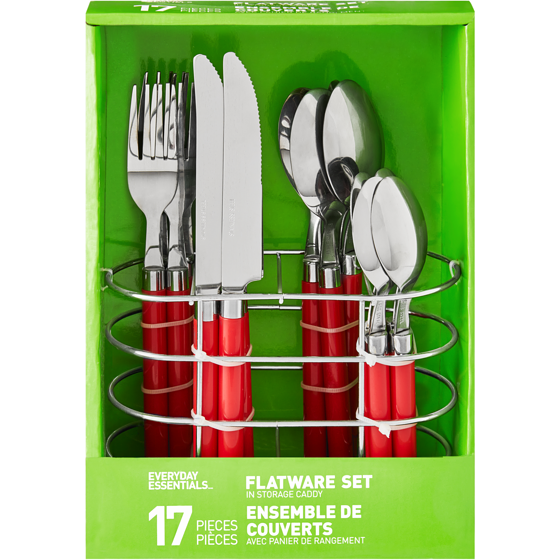 Everyday Essentials Flatware In Caddy 17x1.0 ea, $0.94/1ea