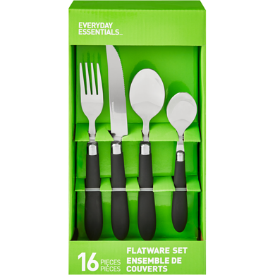 Everyday Essentials Rubber Flatware 16x1.0 ea, $1.13/1ea