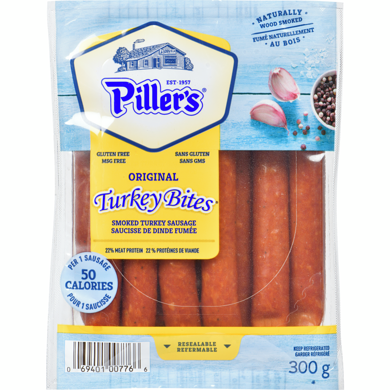 Piller’s Bouchées de dinde fumée à la saucisse de dinde originale 300 g, 4,33 $/100g