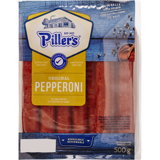 Piller’s Pepperoni original 500 g, 2,60 $/100g