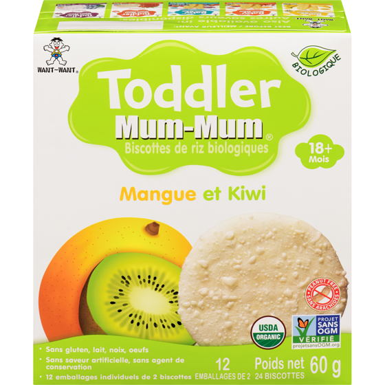 Hot Kid Biscuits de riz biologique, mangue et kiwi 60 g, 6,32 $/100g