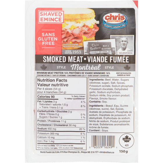 Chris Brothers Smoked Meat Style Montreal 150 g, $3.99/100g