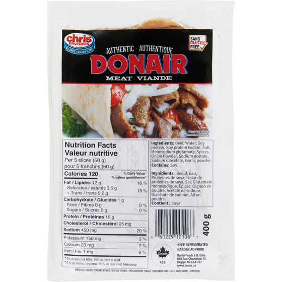 Chris Brothers Premium Sliced Donair 400 g, $2.07/100g