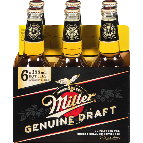 Miller Genuine Draught Beer (ID required at pick-up) 6x355.0 ml, $0.80/100ml