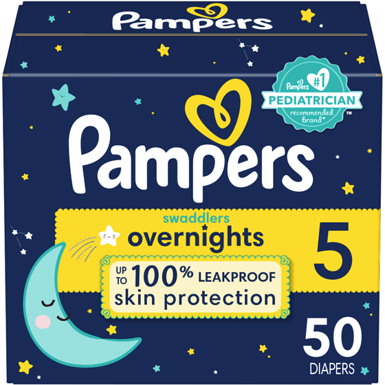 Pampers Swaddlers Overnight Diapers Size 5 50 Count 50 ea, $0.56/1ea