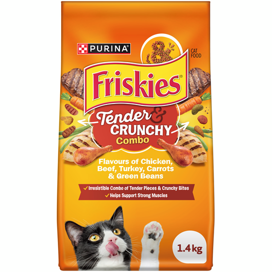 Purina Friskies Grillers Tender and Crunchy Combo Assorted Flavours, Dry Cat Food 1.4 kg, $0.64/100g