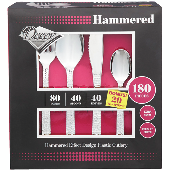 Decor Disposable Cutlery Combo, Hammered 180x1.0 ea, $0.13/1ea