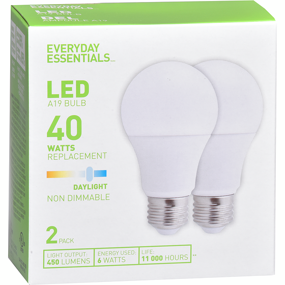 Everyday Essentials Ampoules A19 de 40 W, DEL lumière du jour 1 ea, 3,00 $/1ch