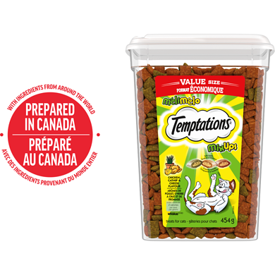 Temptations Gâteries pour chats Mélimélo arômes de poulet, d'herbe à chat et de cheddar 454 g, 1,32 $/100g