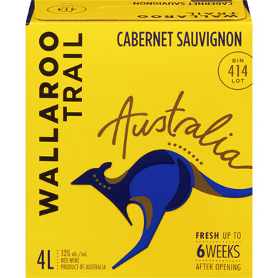 Wallaroo Trail BIN 414 Cab-Sauv Vin Rouge, 4L (ID required at pick-up) 4000 ml, $1.20/100ml