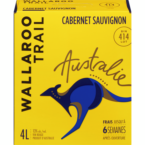 Wallaroo Trail Vin rouge Cab-Sauv vin BIN 414, 4 L (Pièce d’identité requise au moment du ramassage) 4000 ml, 1,10 $/100ml