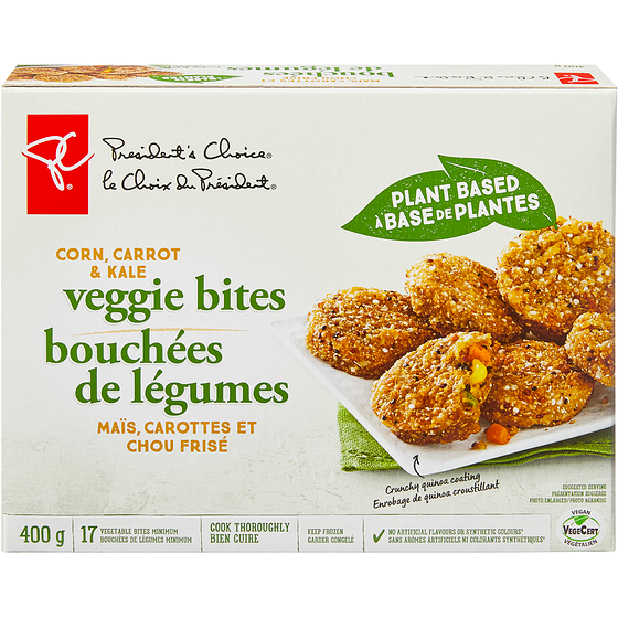 Bouchées de légumes au maïs, aux carottes et au chou frisé PC