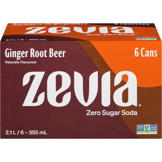 Zevia Zero Sugar Soda, Ginger Root Beer 6x335.0 ml, $0.40/100ml