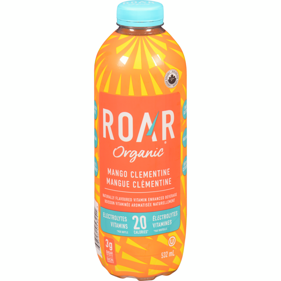 Roar Organic Boisson Électrolytique Mangue Clémentine 532 ml, 0,38 $/100ml