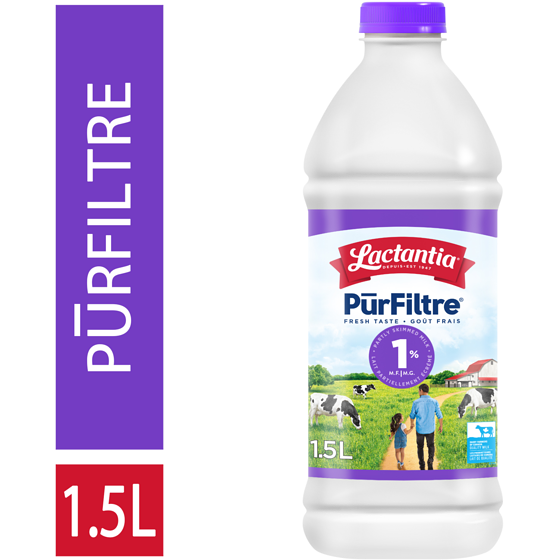 Lactantia Purfiltre. lait partiellement écrémé 1 % 1.5 l, 0,37 $/100ml