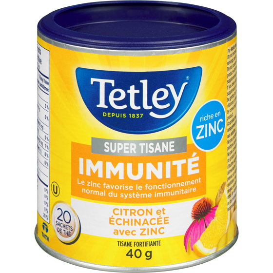 Tetley Super Tisane Immunité Citron et Échinacée avec Zinc 20 Sachets de Thé 20 ea, 0,22 $/1ch