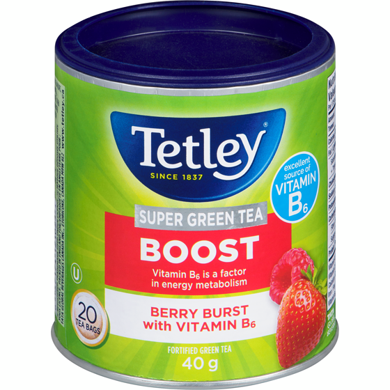 Tetley Super Tea Boost Berry Burst With Vitamin B6 20 ea, $0.24/1ea