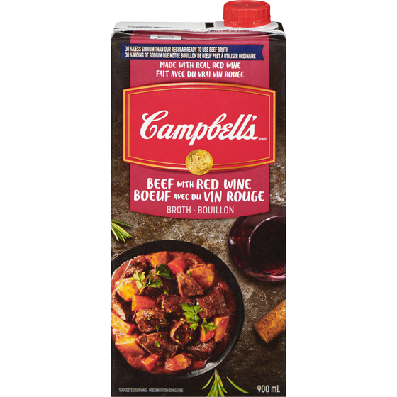 Campbell's 30% Less Sodium Beef Broth with Red Wine 900 ml, $0.17/100ml