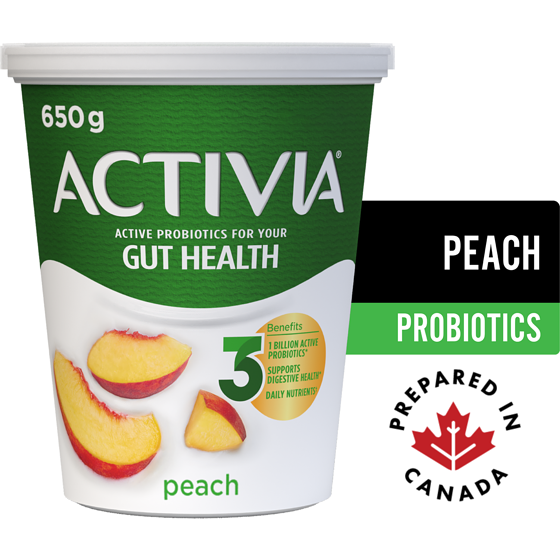 Activia Probiotic Yogurt, Peach 650 g, $0.57/100g