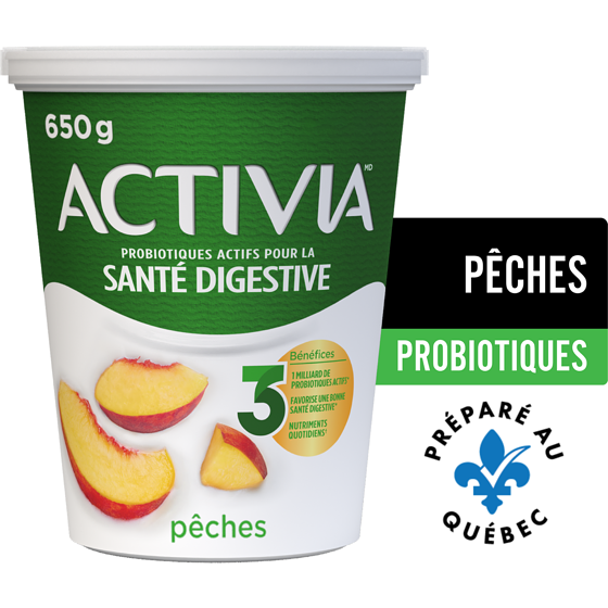 Activia Yogourt probiotique, pêche 650 g, 0,66 $/100g