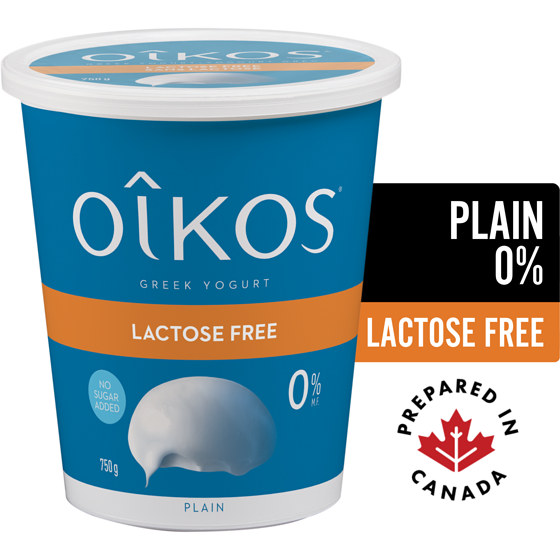 Oikos Greek Yogurt, Plain, Lactose Free, 0% M.F. 750 g, $1.13/100g