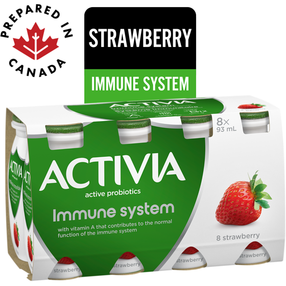 Activia Probiotic Yogurt Drink, Strawberry, Immune System 8x93.0 ml, $1.05/100ml