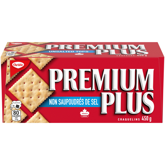 Christie Craquelins PREMIUM PLUS Non saupoudrés de sel, la marque de craquelins soda préférée du Canada 450 g, 1,11 $/100g