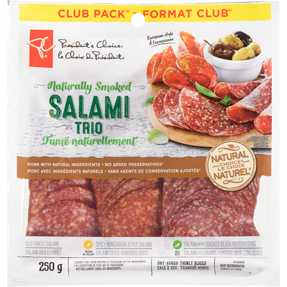 le Choix du Président Trio De Salami, Format Club 250 g, 5,60 $/100g