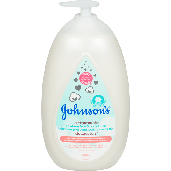 Johnsons Lotion Doux Coton Visage et corps pour nouveau-nés 800 ml, 1,25 $/100ml