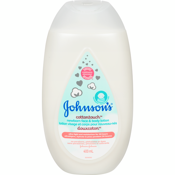 Johnson & Johnson Lotion Doux Coton Visage et corps pour nouveau-nés 400 ml, 1,66 $/100ml