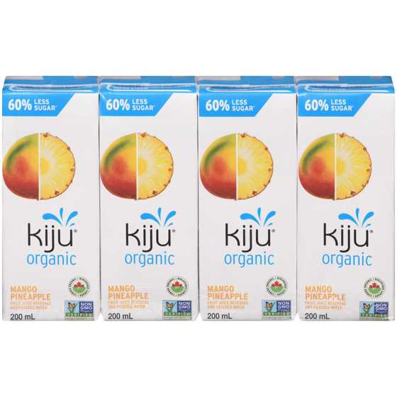 Kiju Organic Mango Pineapple Fruit Juice Boxes 4x200.0 ml, $0.60/100ml