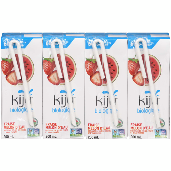 Kiju Boîtes de jus de fraise et melon d’eau biologique 4x200.0 ml, 0,54 $/100ml