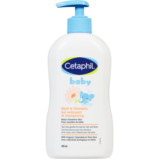 Cetaphil Gel nettoyant et shampoing pour bébé à la calendula biologique, corps et cheveux 400 ml, 4,25 $/100ml