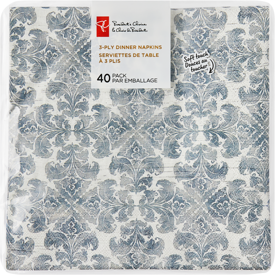 PC Dinner Napkin 40 pack Damask Blue PC.ca