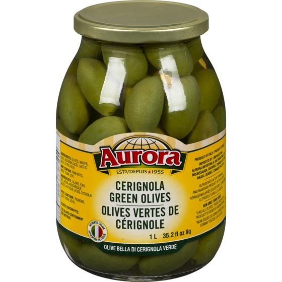 Aurora Green Olives Cerignola 1 l, $0.90/100ml