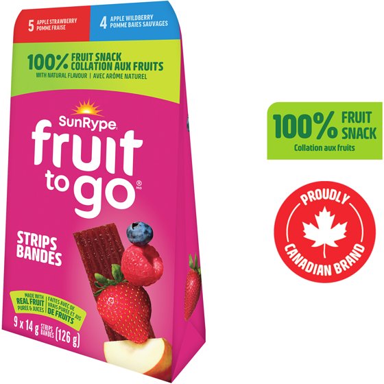 SunRype Fruit To Go 100% Fruit Snack Pack 126 g, $3.97/100g